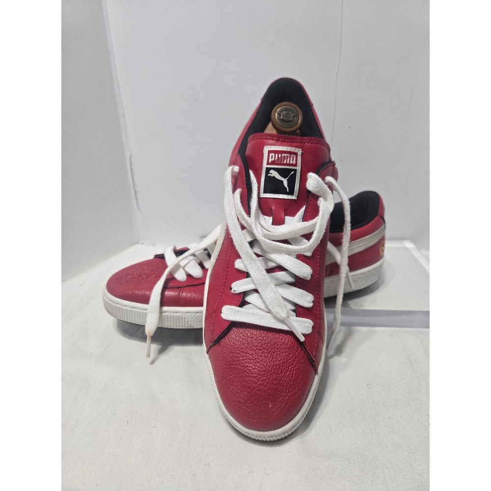 Puma Beijing 2008 Olympic Red Pebbled Leather Low Top Sneakers Mens